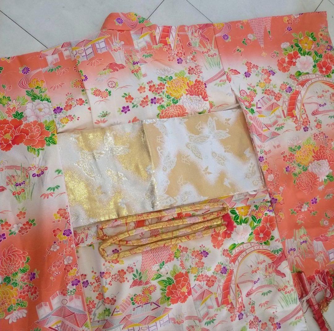 11/7までお値下げ　七五三 ７歳 花柄着物と小物セット