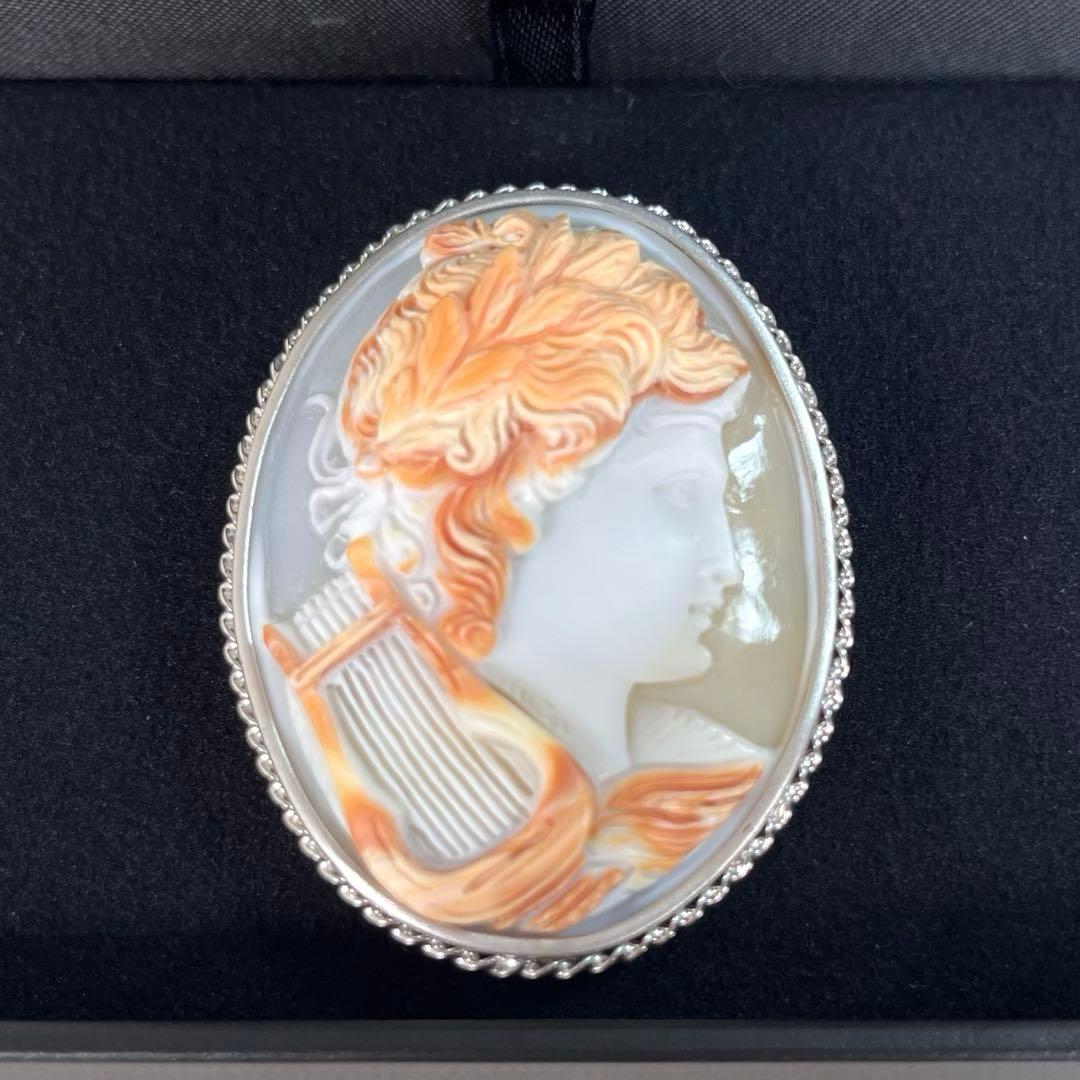 【未使用級】Giuseppe Tesoriere作　カメオ ブローチ　証明書付き