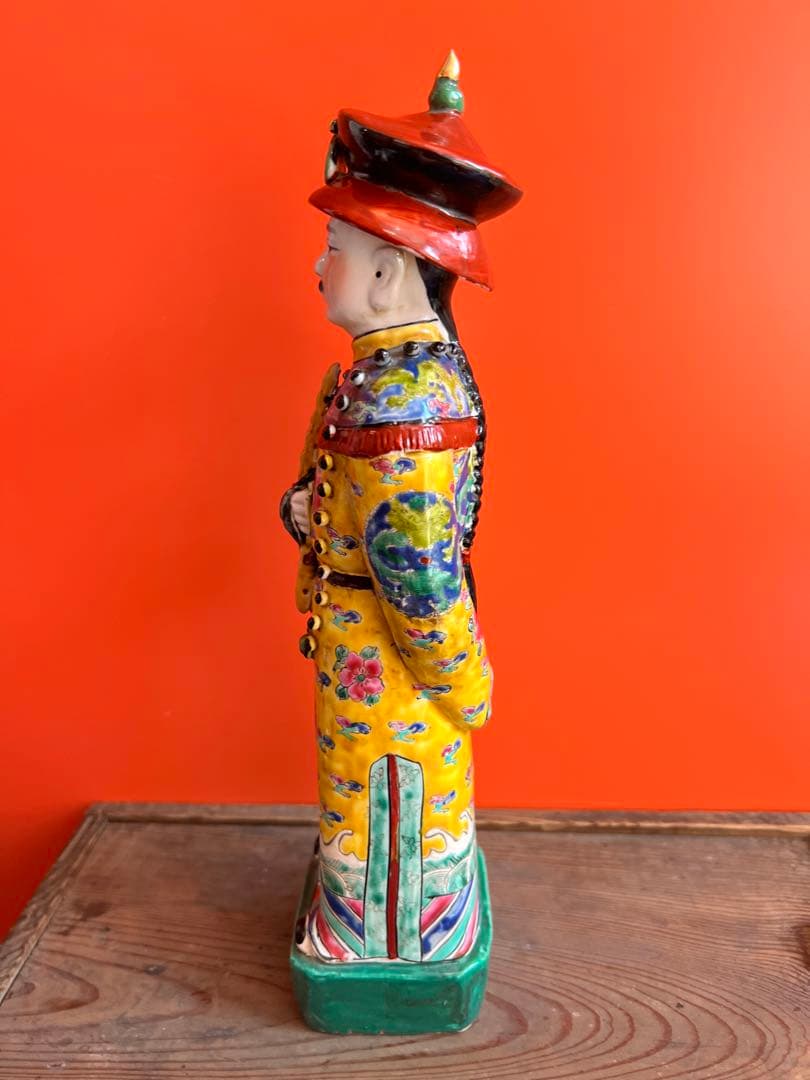 1370  中国 骨董　福建會館  游長子造　十錦 粉彩　漢人　置物　時代物