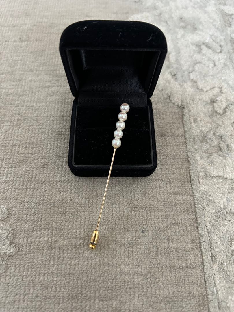 ミキモト　天然ベビーパールピンブローチ　K14 ゴールド