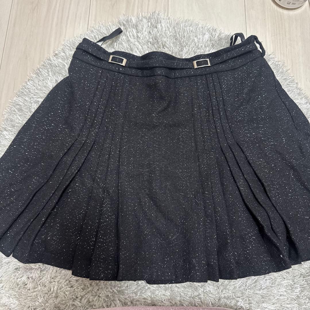 スカート M me eme Belt design pleats mini skirt