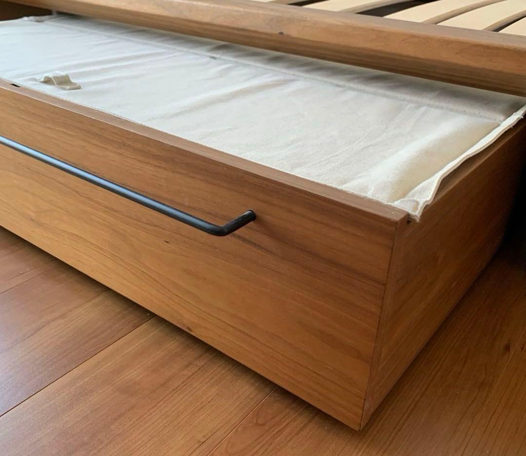 無印良品 ベッドフレーム下収納 小 ウォールナット材 ふた付き【2点】
