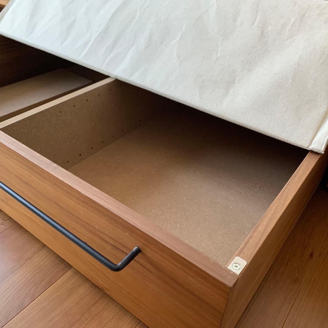 無印良品 ベッドフレーム下収納 小 ウォールナット材 ふた付き【2点】