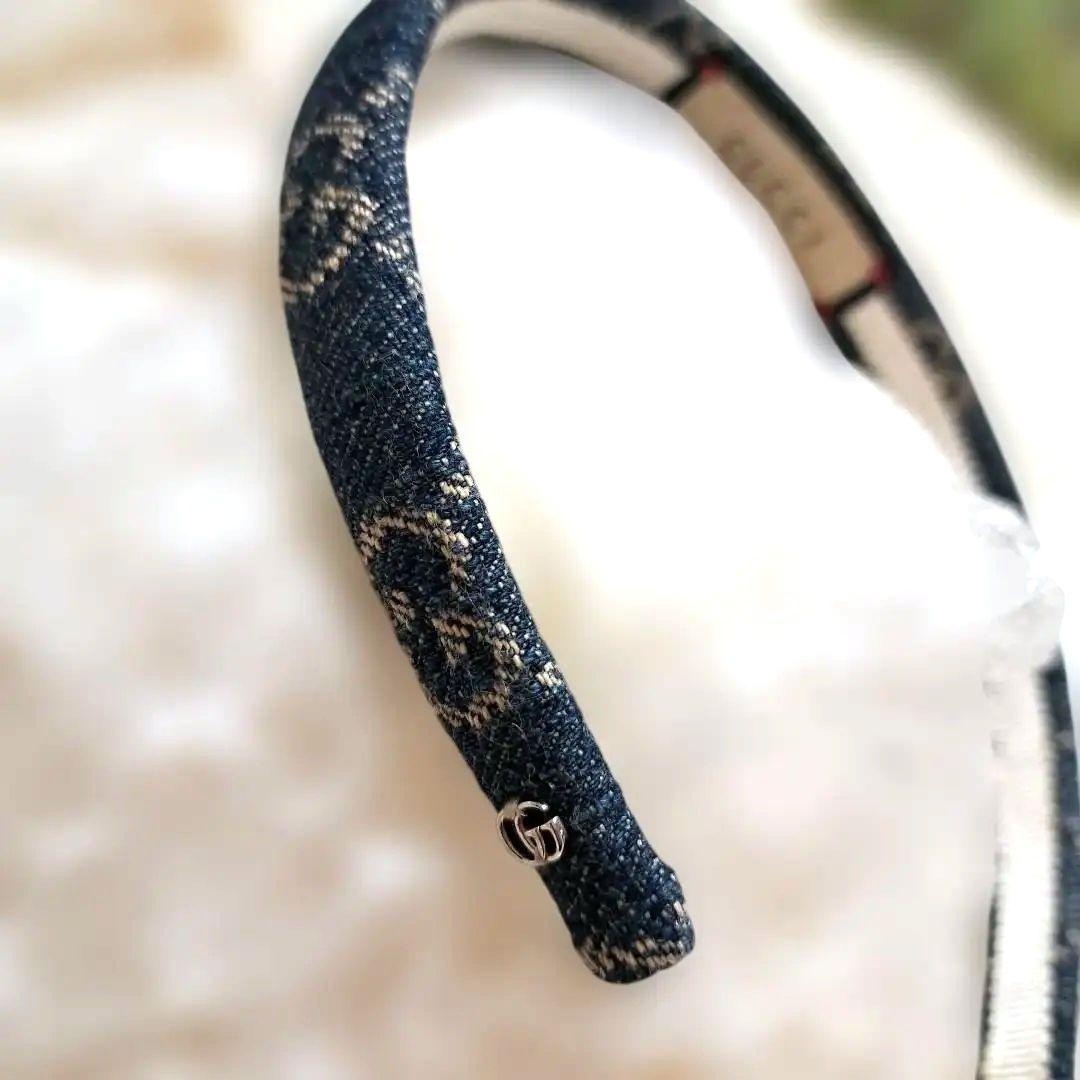 GUCCI ネイビー デニム ヘアバンド カチューシャ