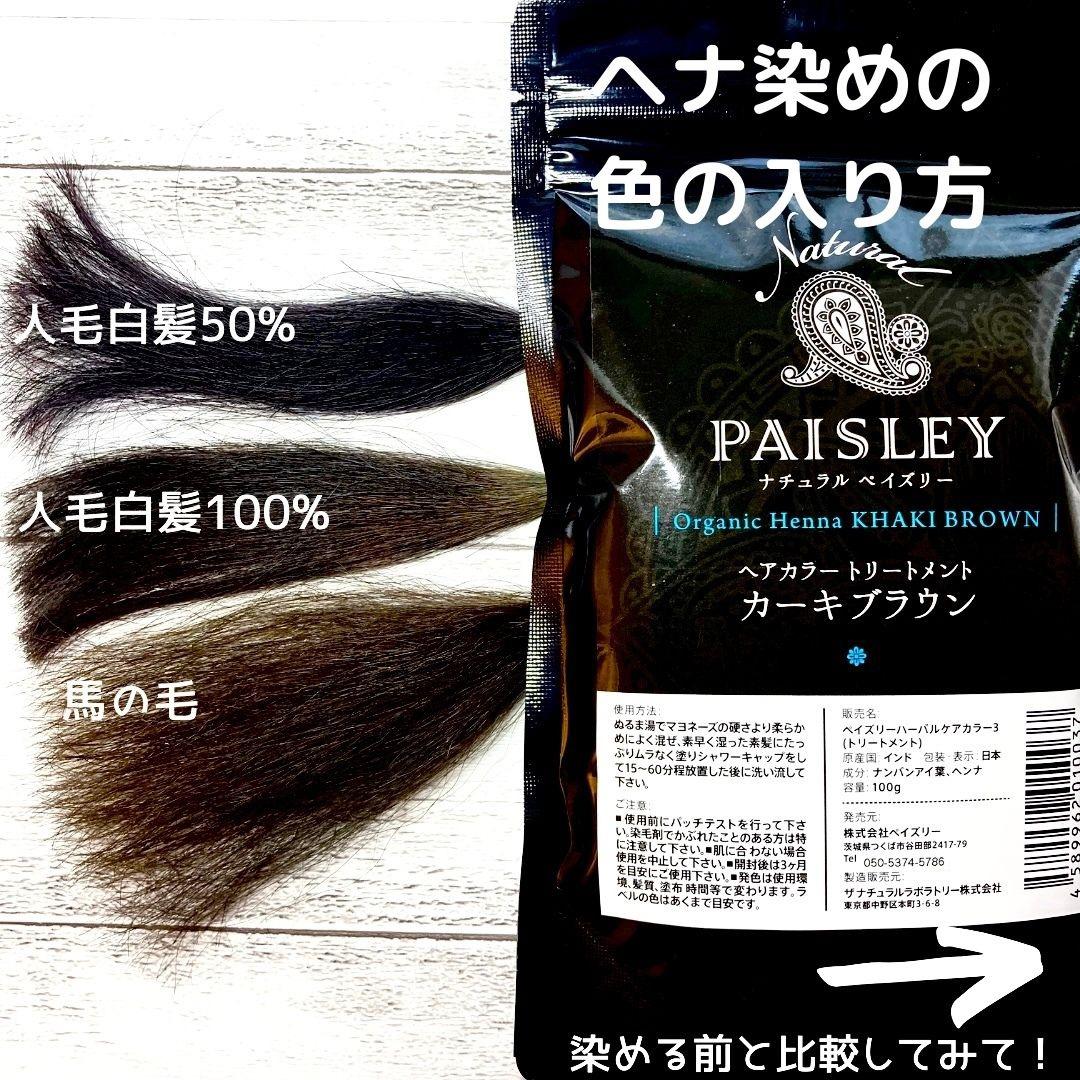 ヘナ白髪染め【最高AAAランク高品質オーガニックヘナ】カーキブラウン100g×4