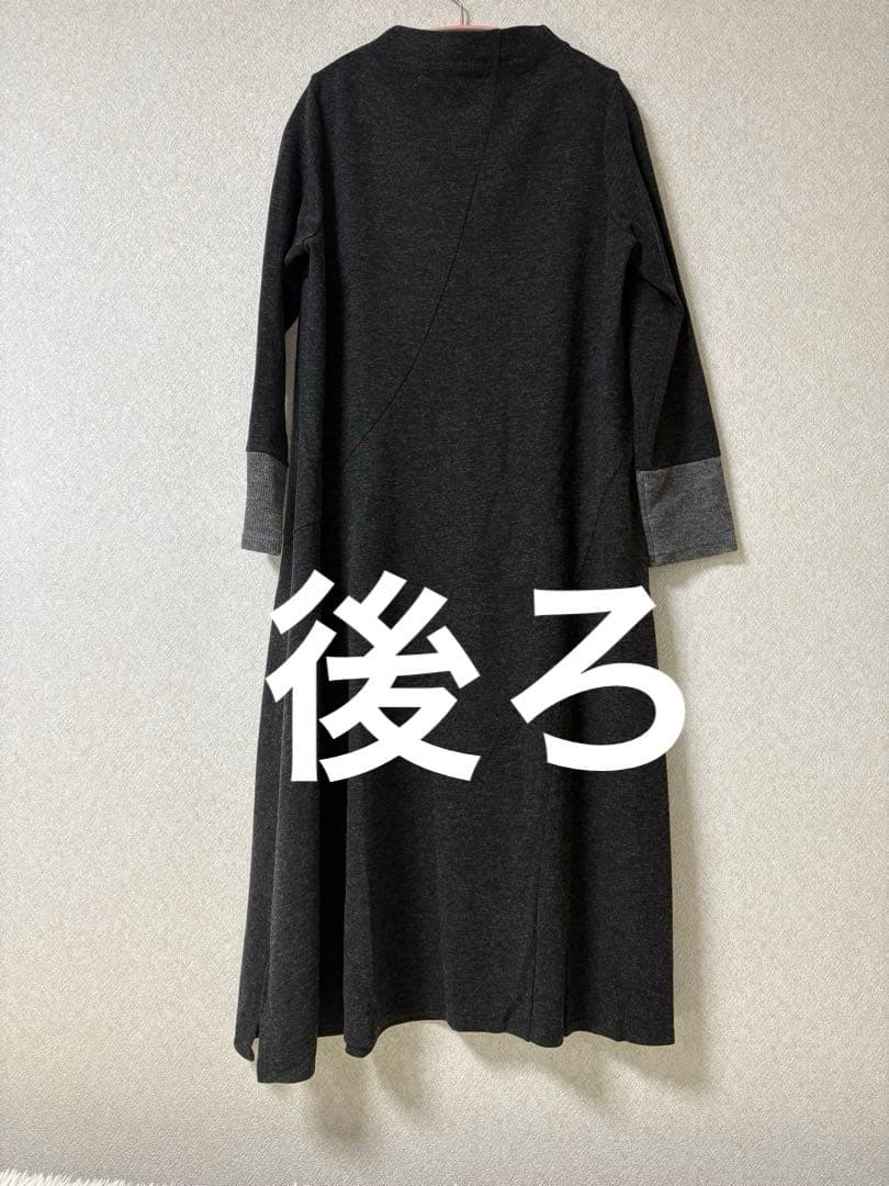 クレッシェントハーフノート　ロングワンピース M チャコールグレー 新品タグ付
