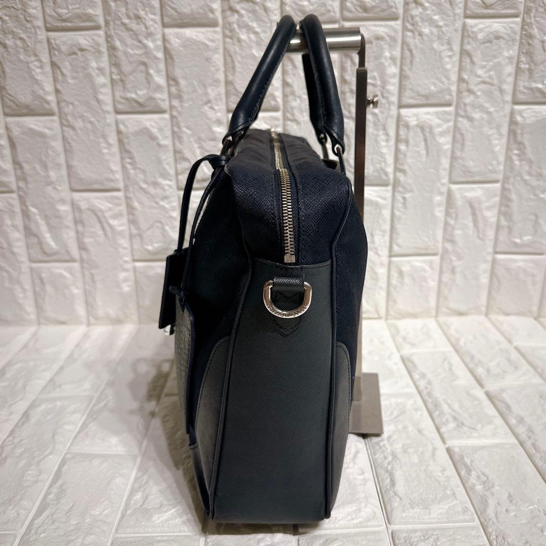 極美品 ペッレモルビダ ビジネスバッグ 2way レザー ネイビー A4収納可能