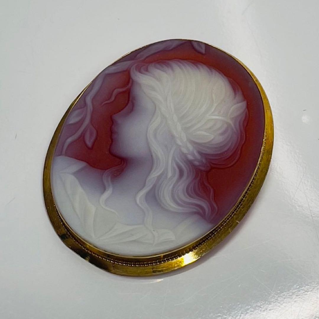 メノウカメオK18(750)ブローチとペンダント2way