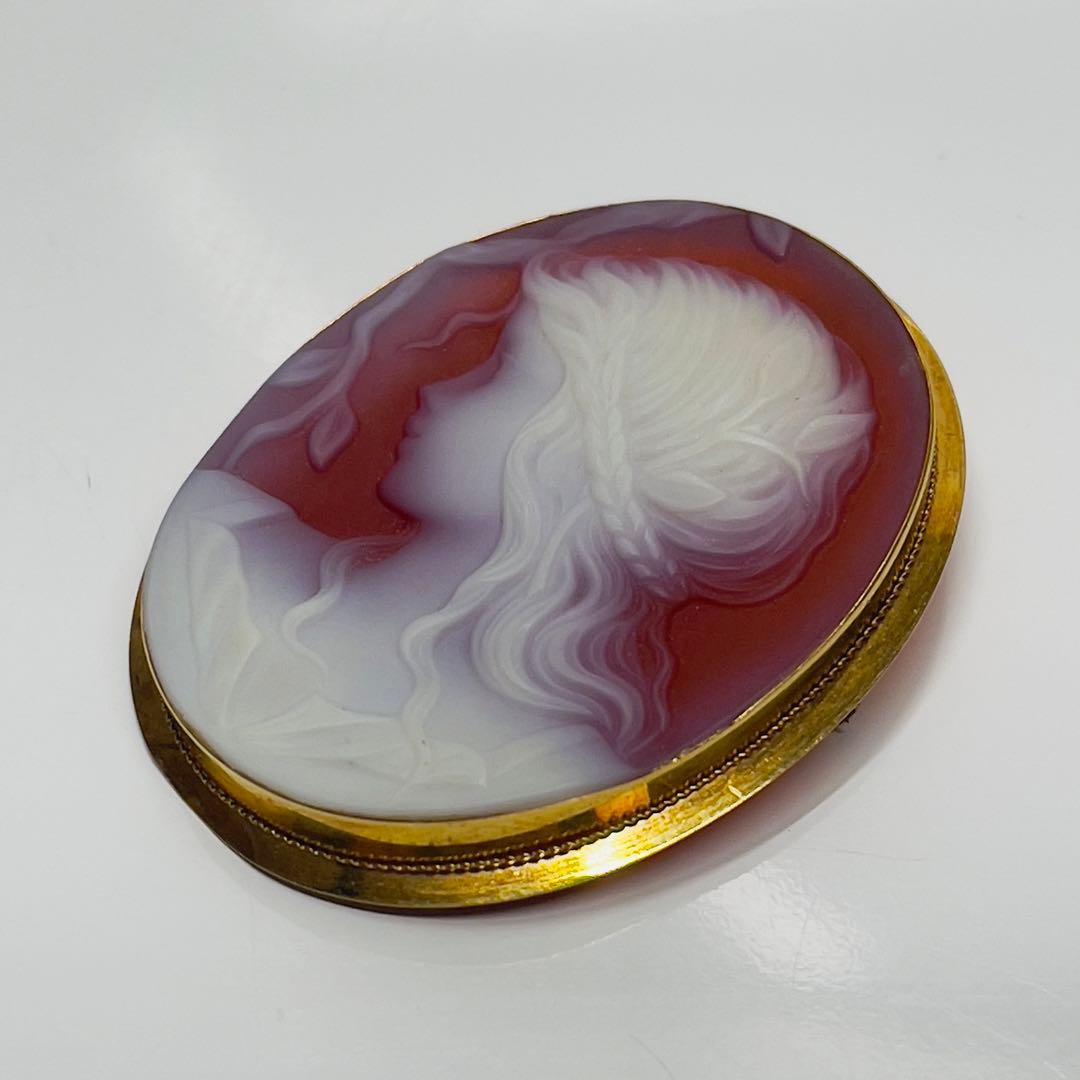 メノウカメオK18(750)ブローチとペンダント2way