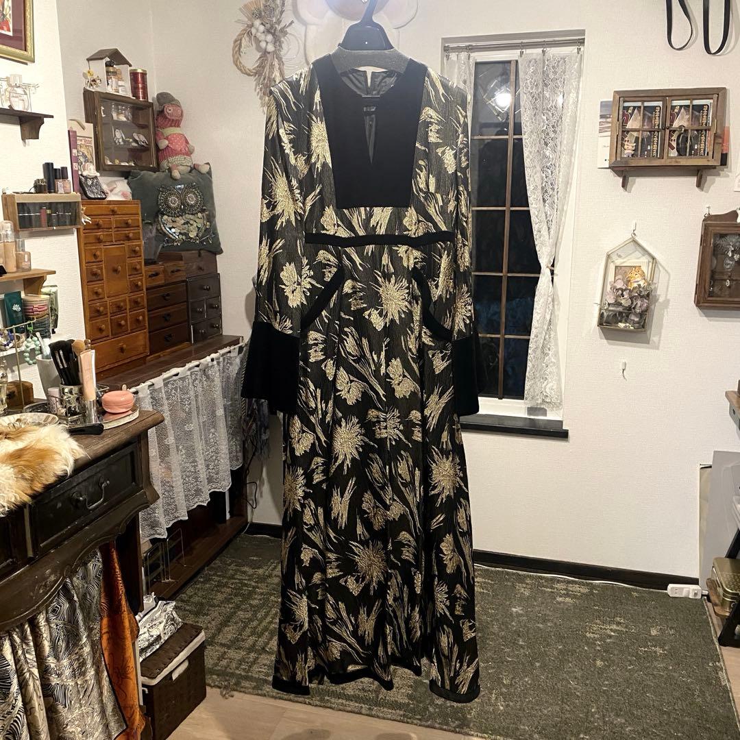 Ezick エジック ベロアスウィッチ　ワイドスリーブ カフタンドレス　完売品