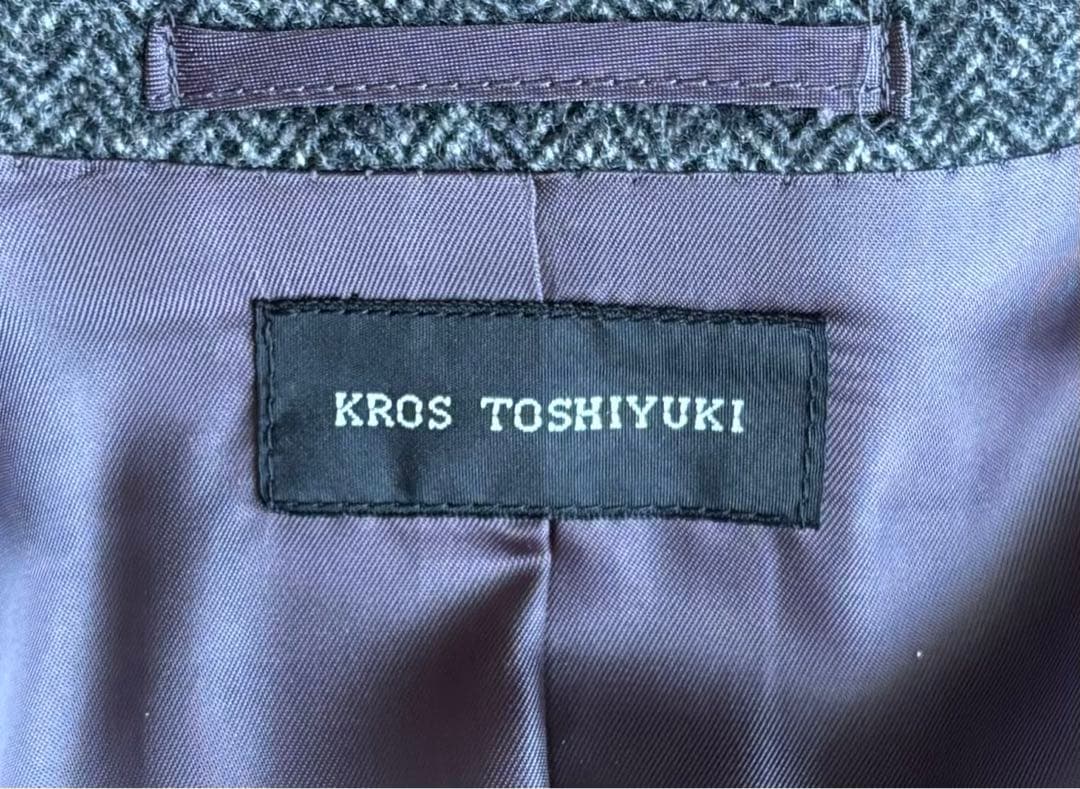 美品　リングジャケット製　グレーツイード　ダブルジャケット　くろすとしゆき