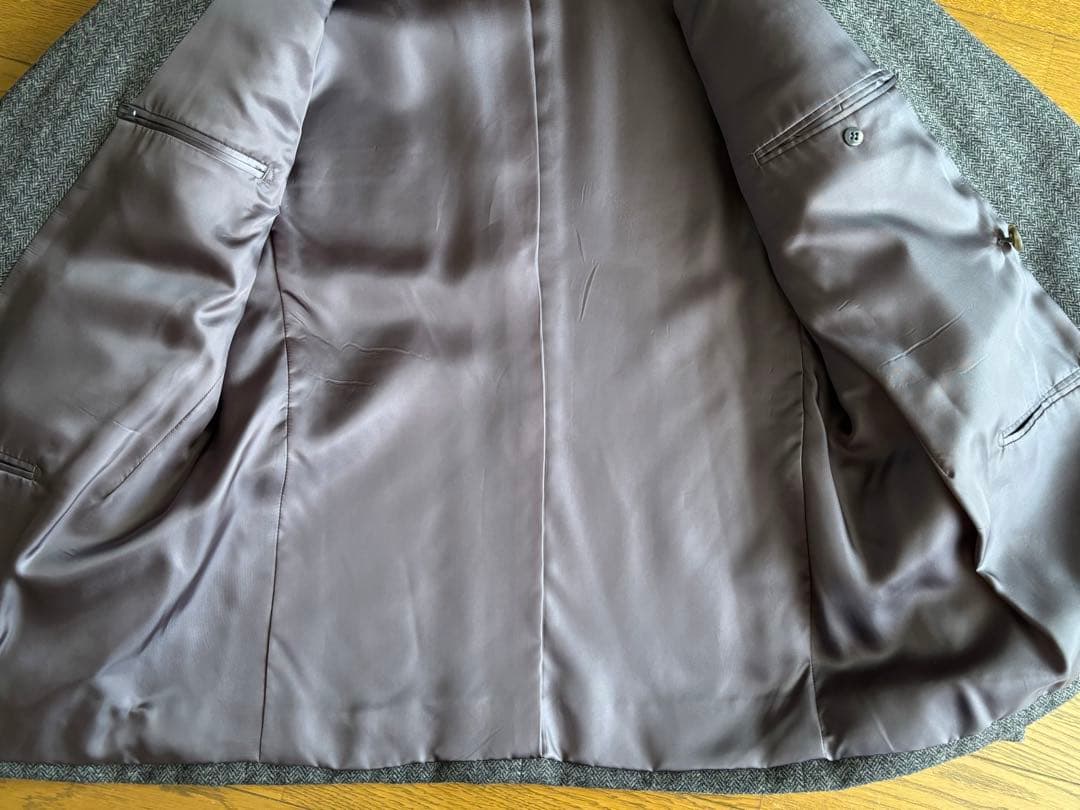 美品　リングジャケット製　グレーツイード　ダブルジャケット　くろすとしゆき