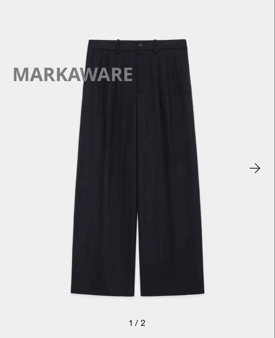 MARKAWAREコットンサバイバルクロストリプルプリーテッドワイドトラウザーズ