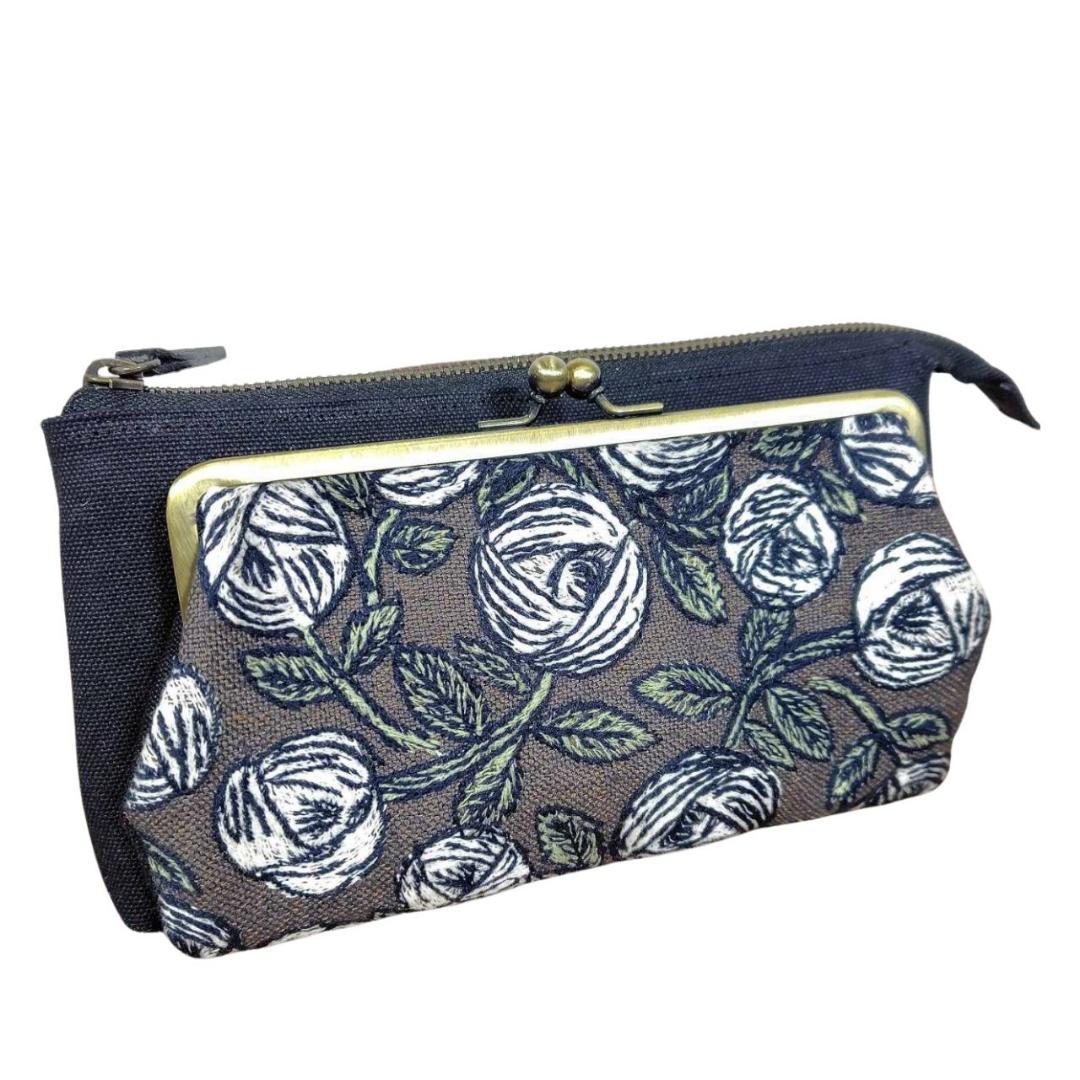 ミナペルホネン/rosyロージィーブラウン/がま口お財布ポシェットmina