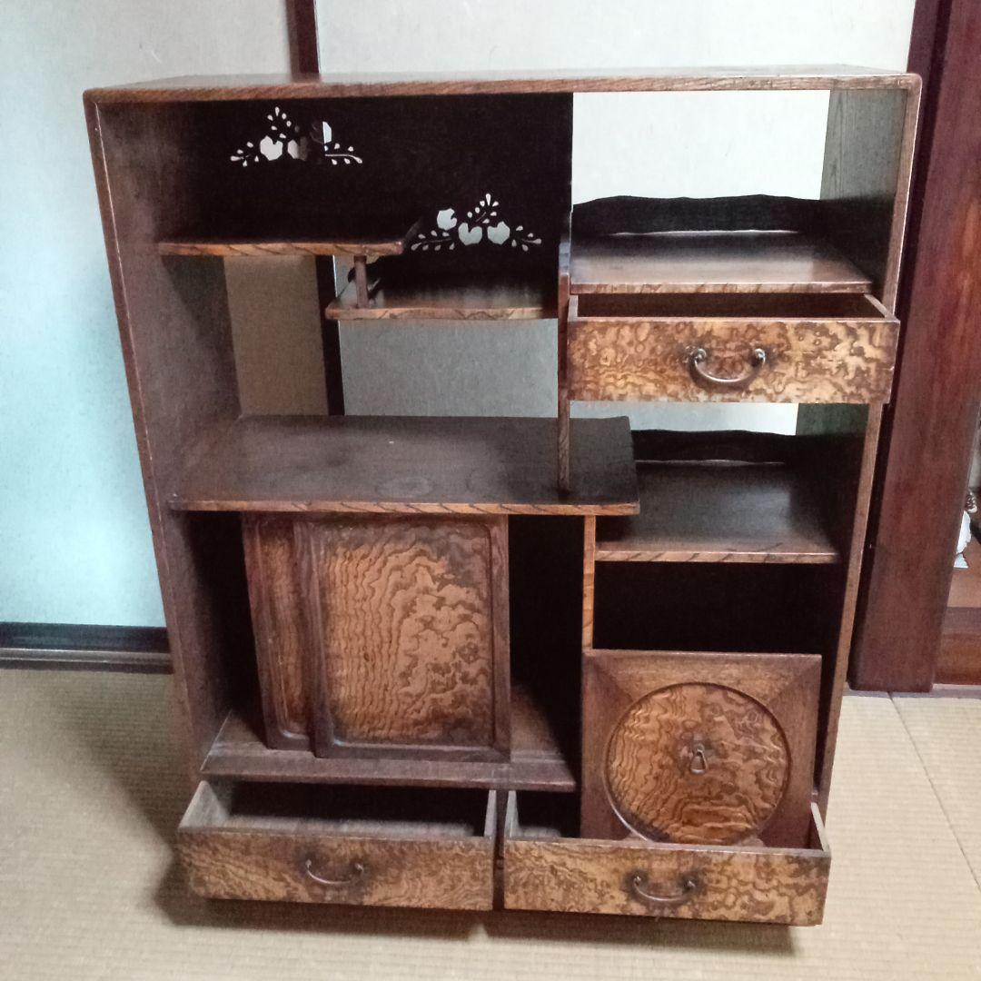 茶箪笥(違い棚付)　昭和２０年代〜　アンティーク、ビンテージ