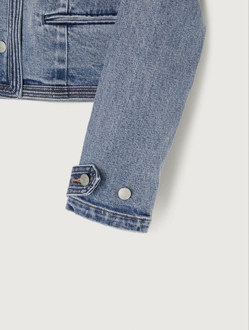 anuansノーカラーデニムジャケット