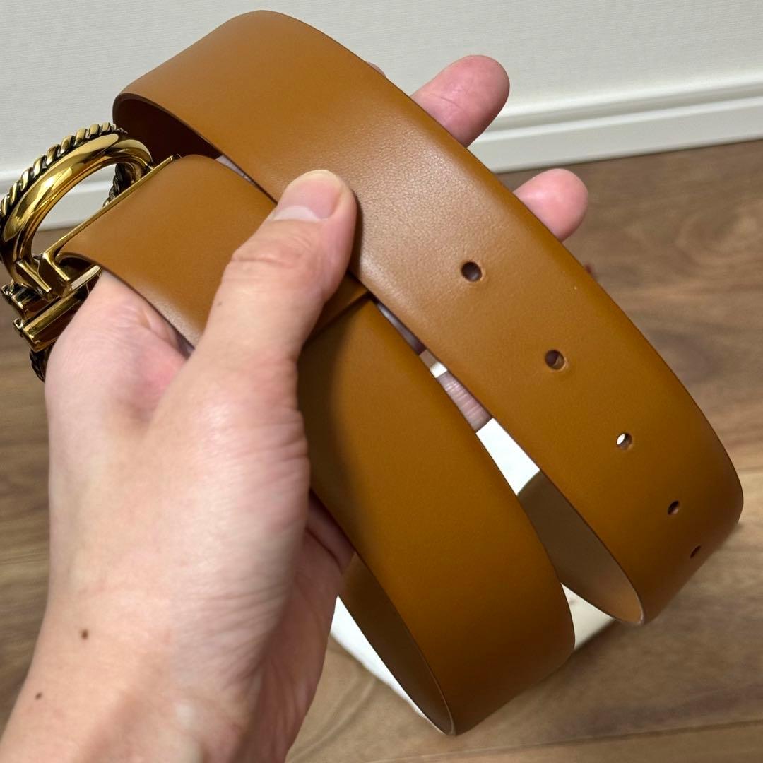 美品 Salvatore Ferragamo ガンチーニベルト キャメル