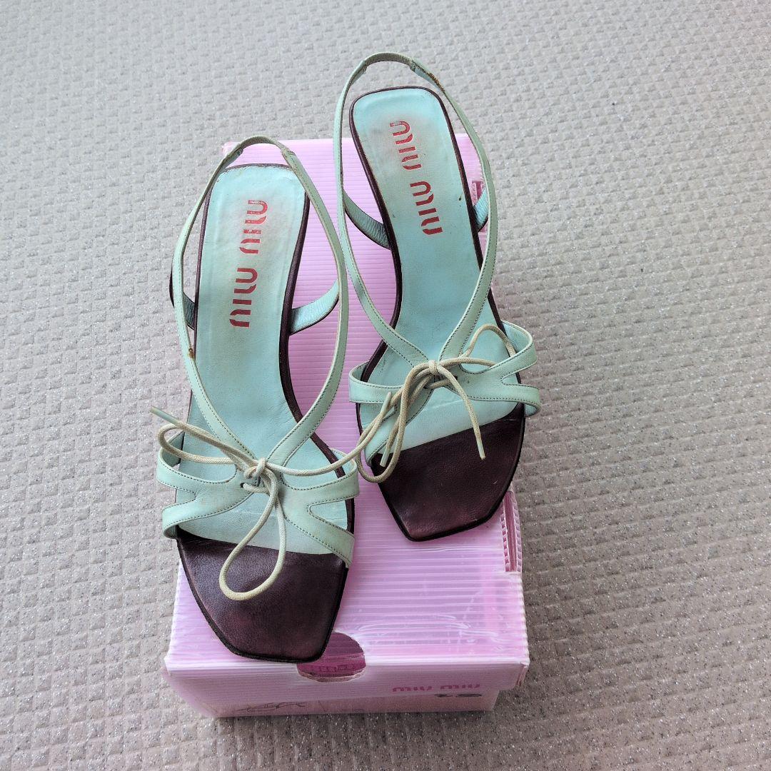 Miu Miu 薄い水色 ストラップサンダル ヒール6cm