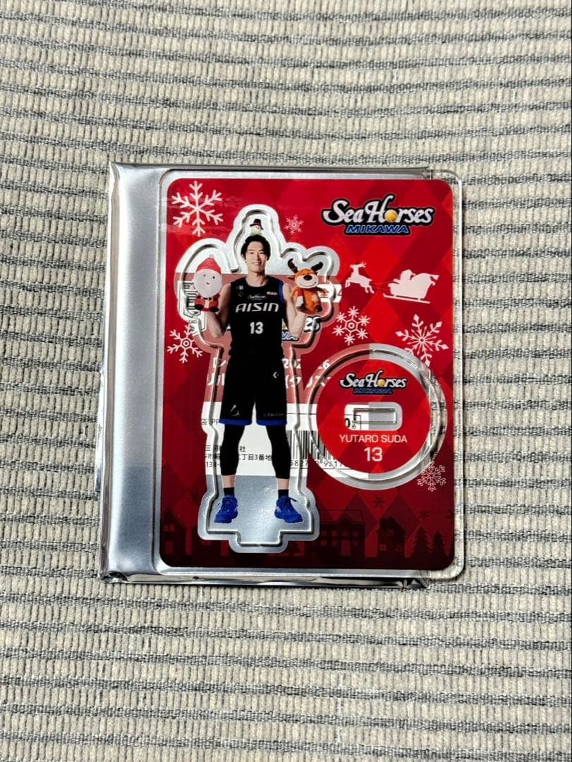 シーホース三河の選手のクリスマス仕様のアクリルスタンドとネームステッカー