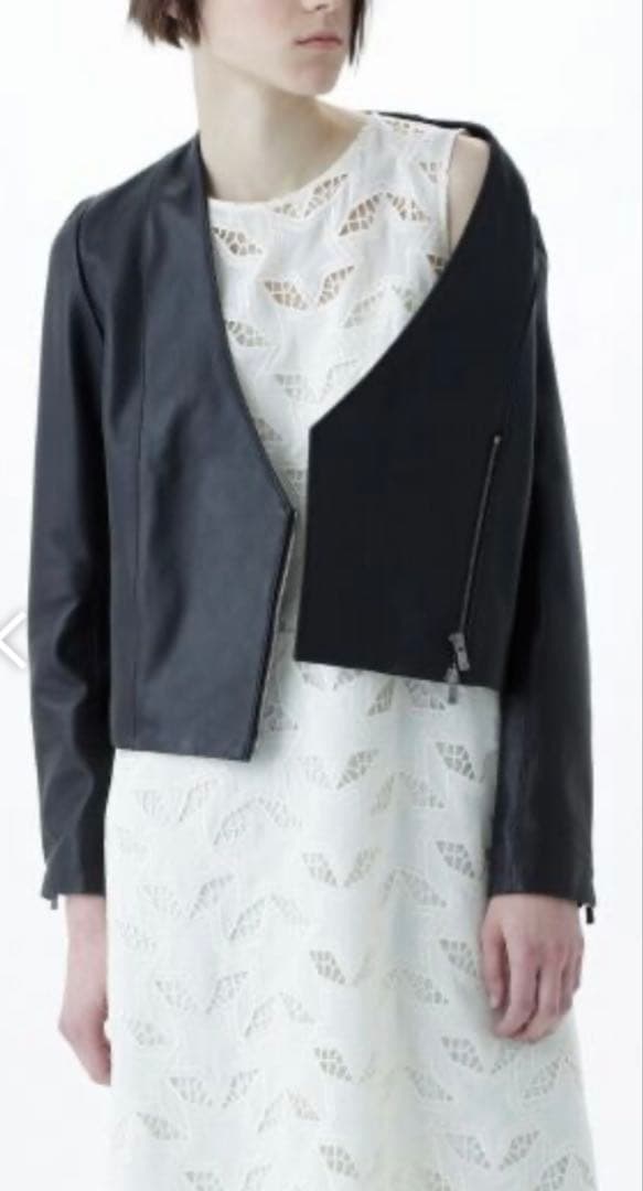 ルニ様未使用級 ダイアグラム ラムレザー ノーカラーライダースジャケット 定価