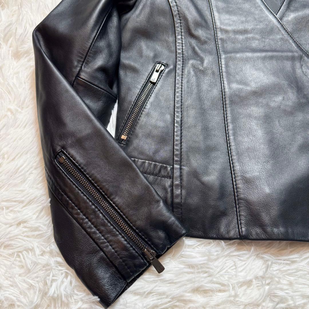 ルニ様未使用級 ダイアグラム ラムレザー ノーカラーライダースジャケット 定価