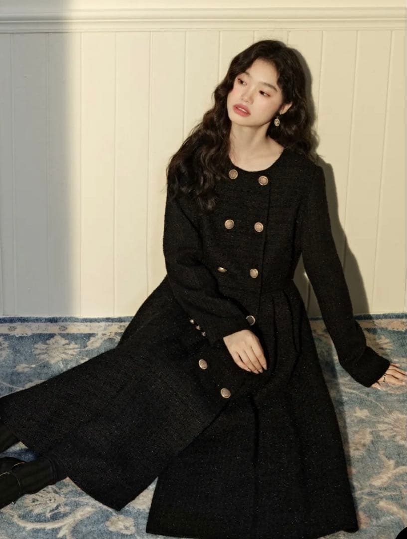 新品タグ付　韓国　KUOSEクオセ ツイードマキシドレス