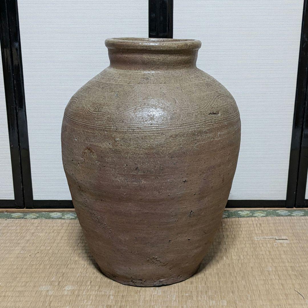 【超美品】室町時代 古備前 波状文壷 備前焼 壺 つぼ 花器 花入 置物 花瓶