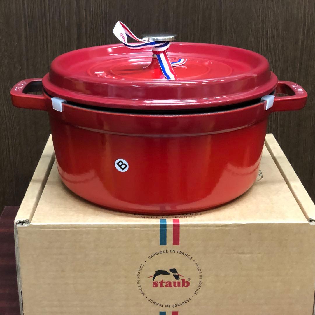 『新品・未使用品』STAUB ピコ・ココット ラウンド 24cm/チェリー