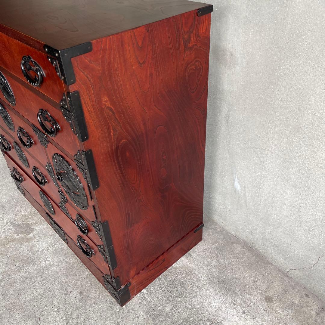 岩屋堂箪笥　桜木作　伝統工芸品 欅材 和家具 民藝 金具 8杯