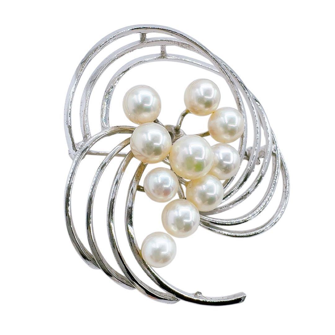 【希少/美品】タサキ ブローチ パール 真珠 7mm ラウンド シルバー 刻印