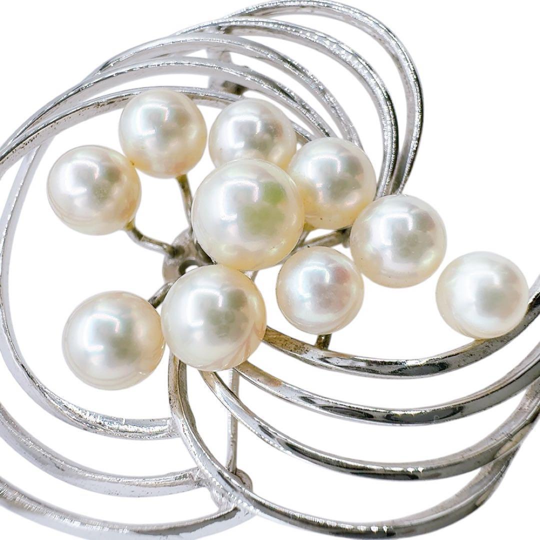 【希少/美品】タサキ ブローチ パール 真珠 7mm ラウンド シルバー 刻印