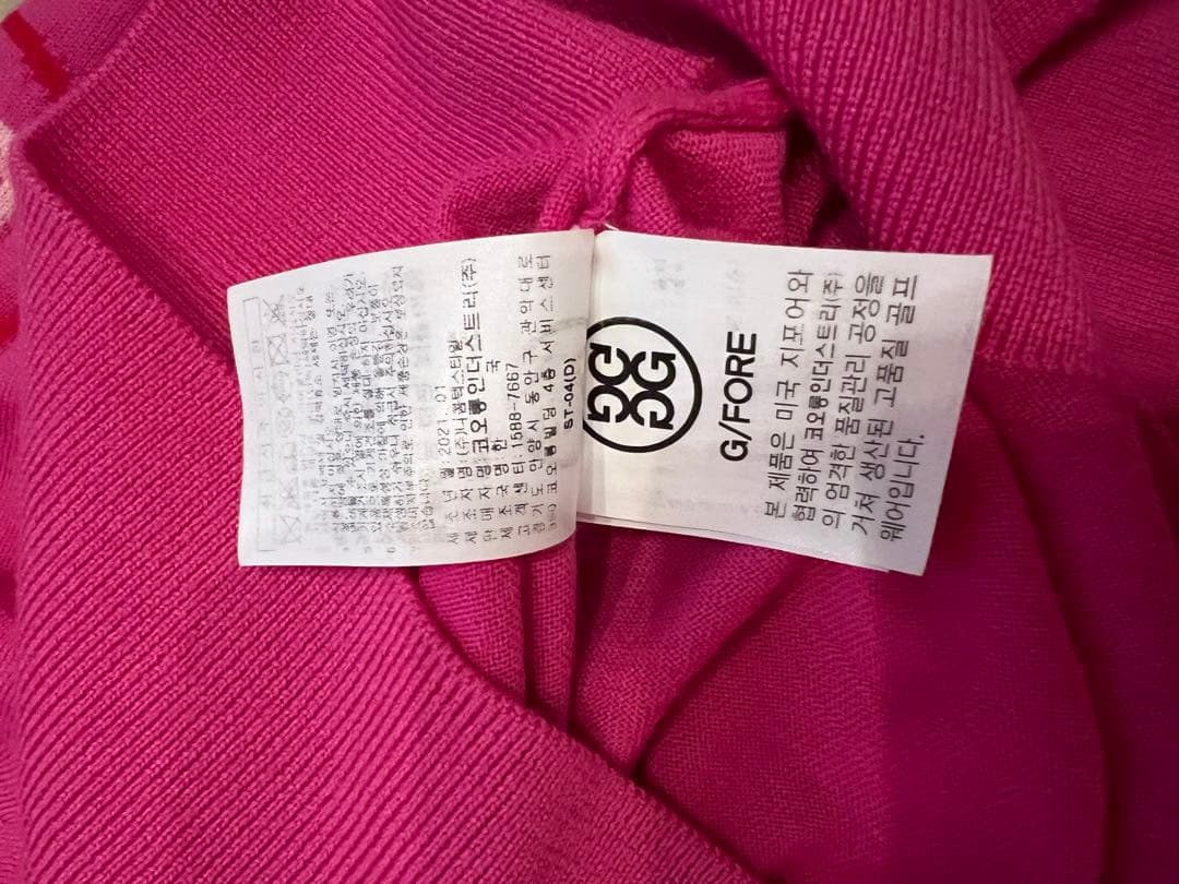 gforeピンク 長袖ニットセーター ロゴ刺繍