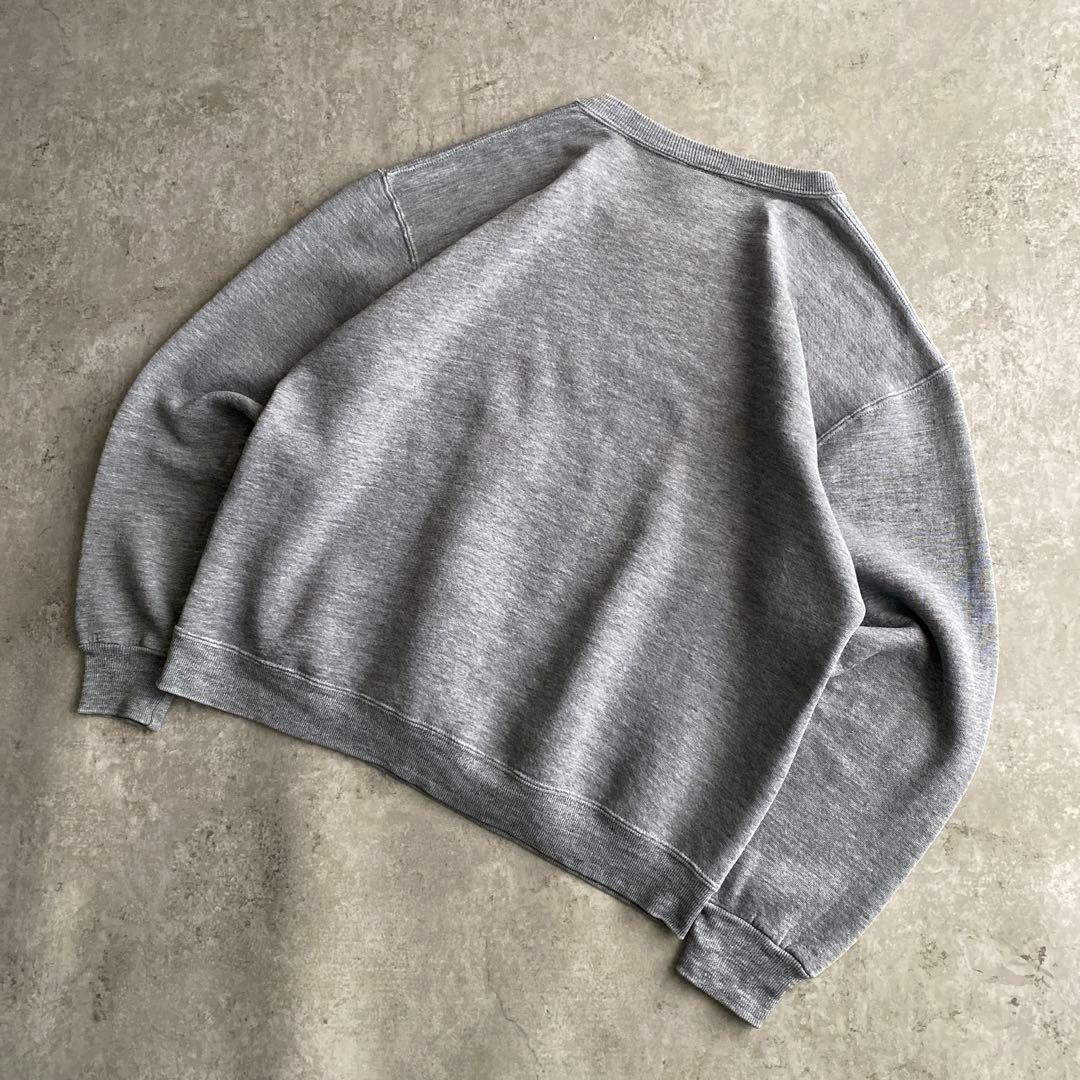 神シルエット無双カラー80s90sラッセル前V無地スウェットUSAX製Lグレー