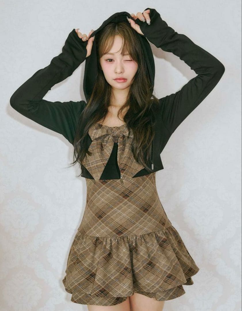 bubbles チェックパーカーワンピース Mサイズ