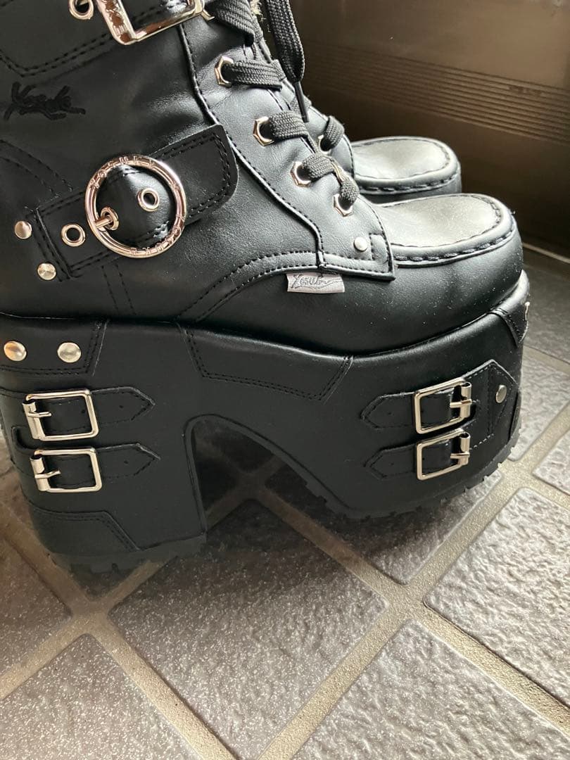 ヨースケ　厚底ブーツ　ショート丈　編み上げ　ロック　パンク　地雷