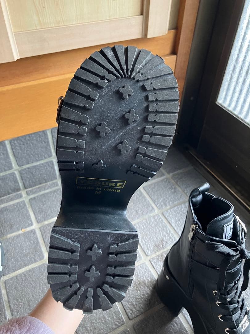 ヨースケ　厚底ブーツ　ショート丈　編み上げ　ロック　パンク　地雷