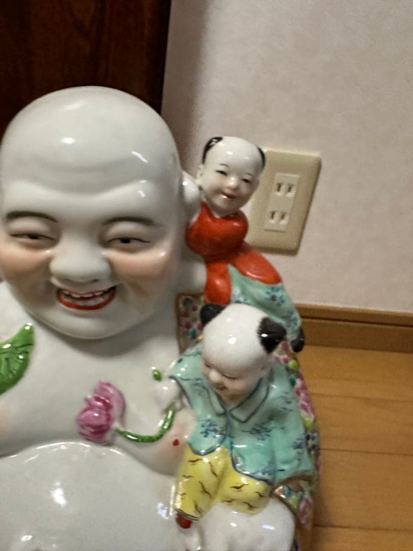布袋像　五子登科　中国美術　陶器人形 アンティーク オブジェ 骨董品　縁起物