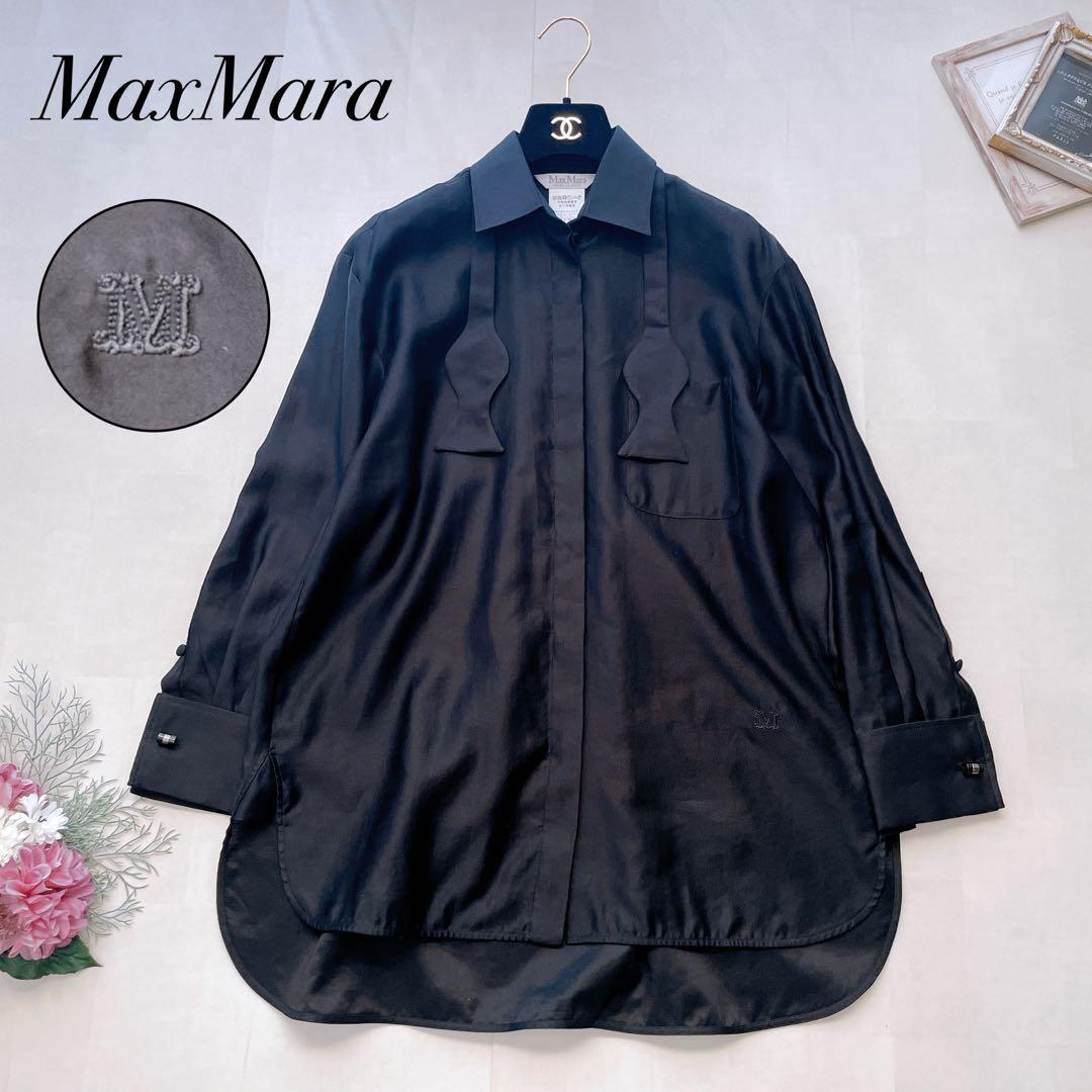 美品✨2024 マックスマーラ MAREA マレーア 長袖シャツ ボウタイ 黒