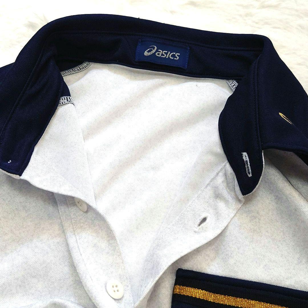【良品】asics 日本バレーボール協会 長袖ポロシャツ グレー Mサイズ
