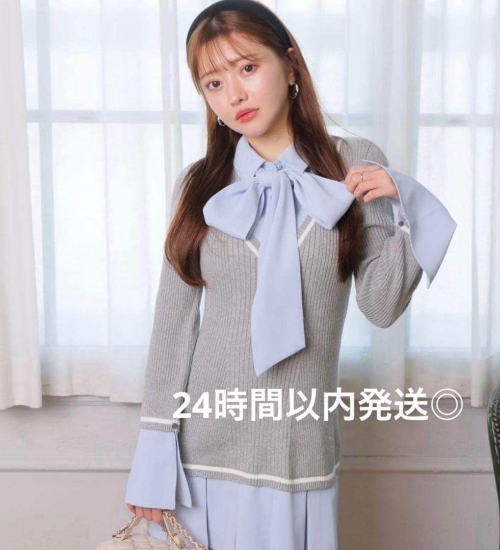 LIPSERVICE シャツドッキングプリーツワンピース リップサービス グレー