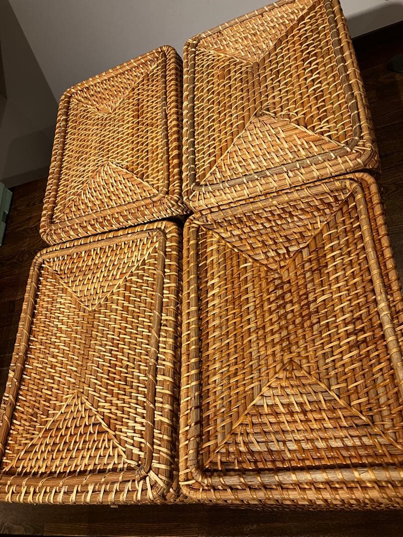 無印良品　重なるラタン長方形バスケット大　4個セット