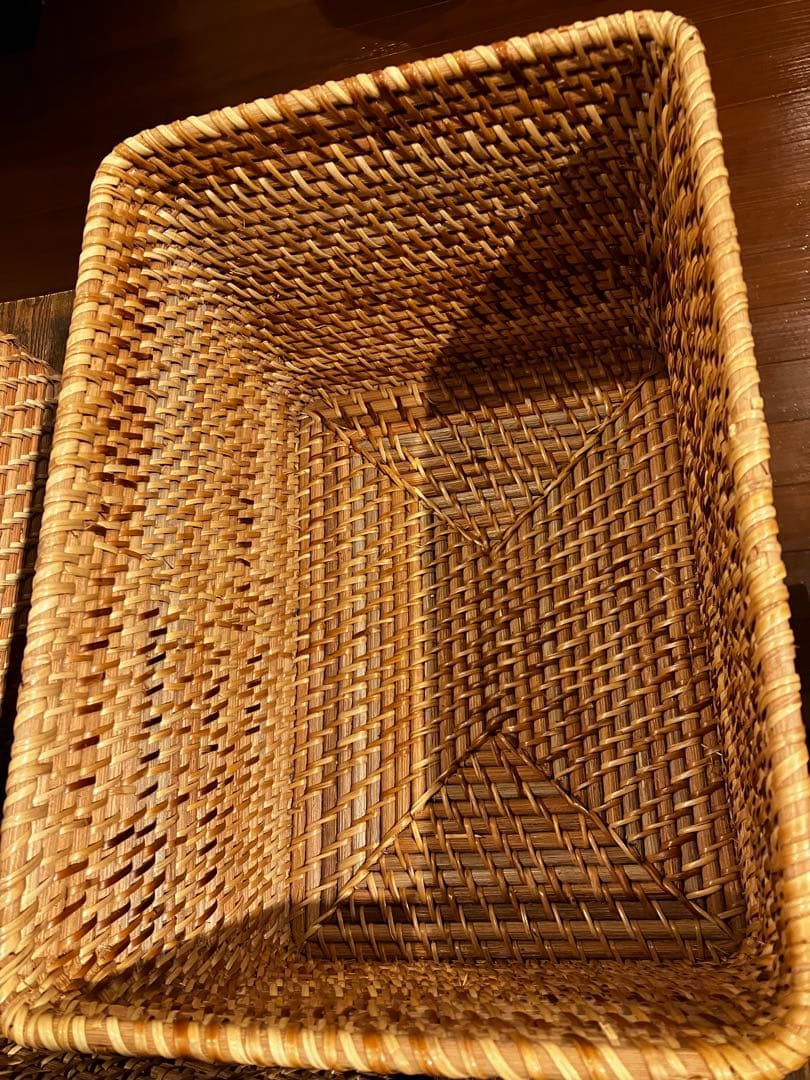 無印良品　重なるラタン長方形バスケット大　4個セット