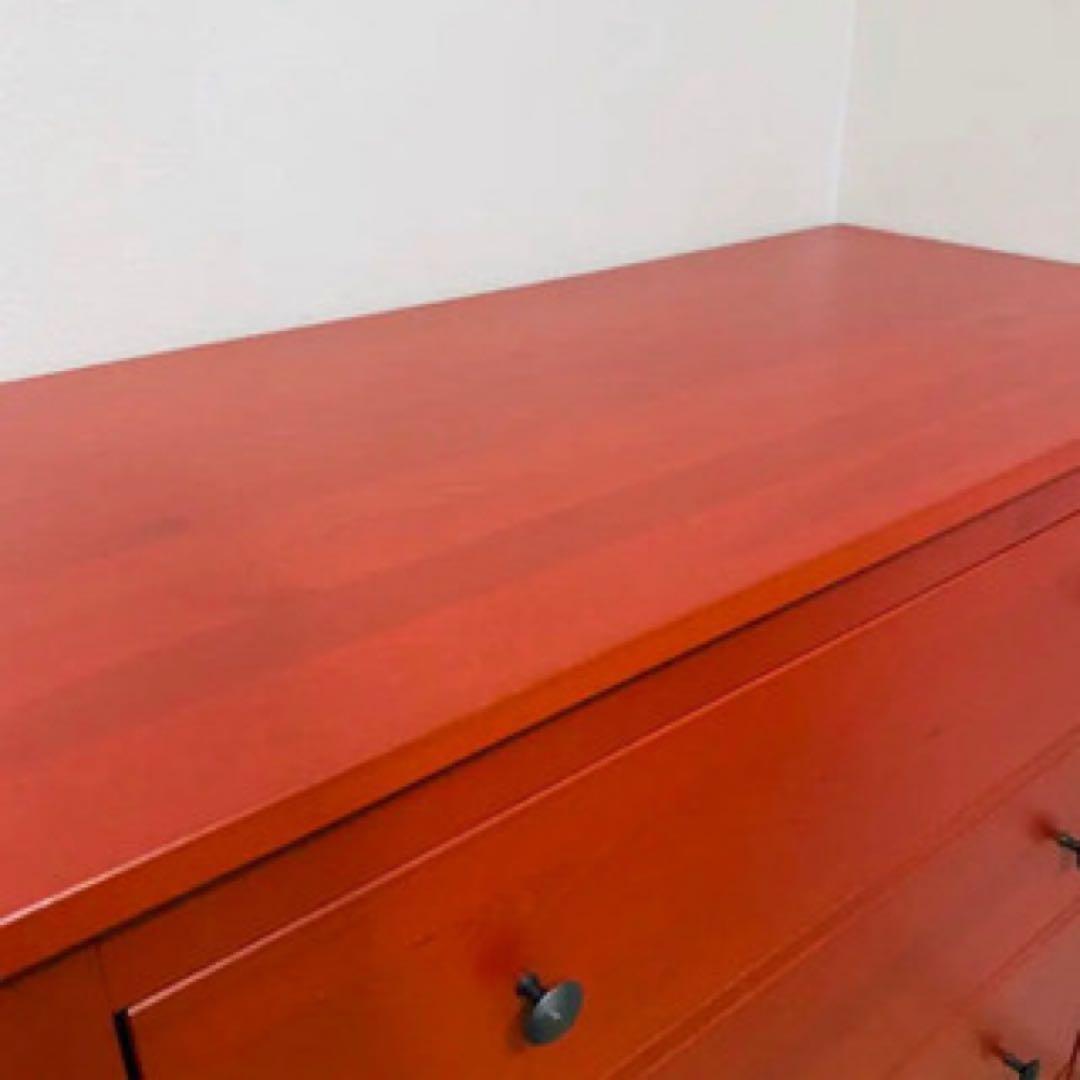IKEA Hemnes レッド3段チェスト