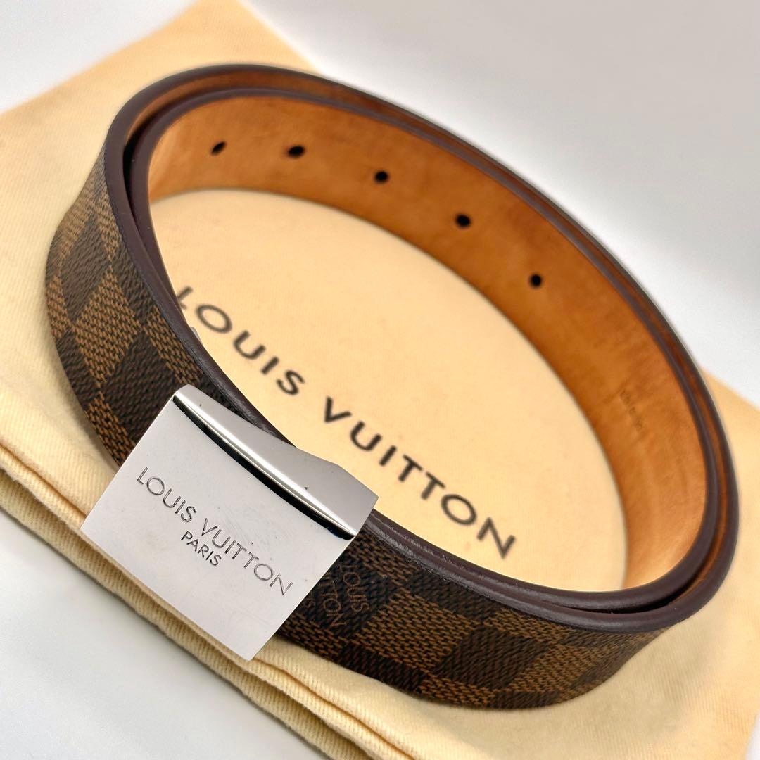 【良品】LOUIS VUITTON サンチュール キャレ ダミエ エベヌ ベルト