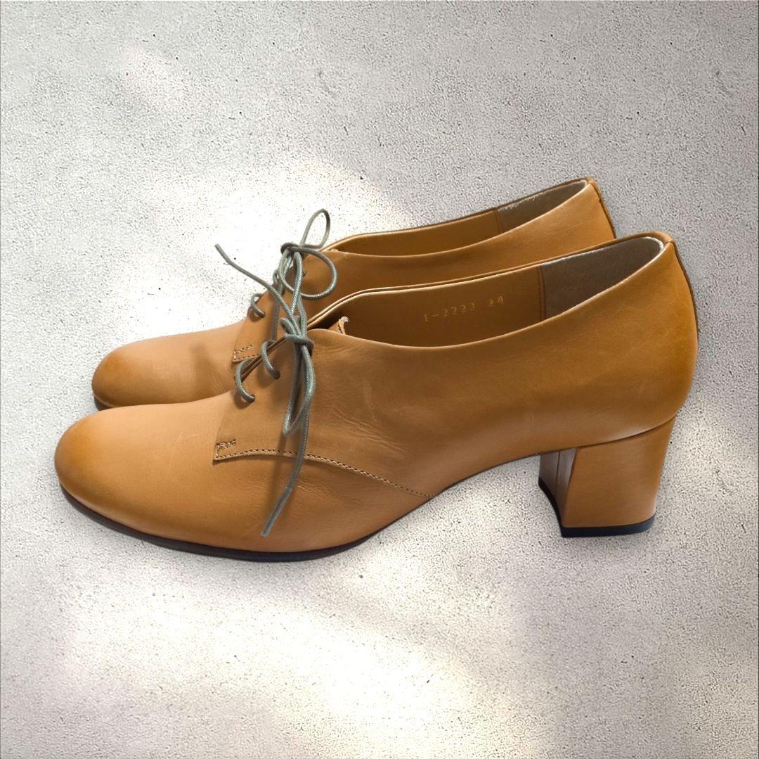 未使用☆chausser　ショセ　レースアップパンプス　レザーシューズ　日本製