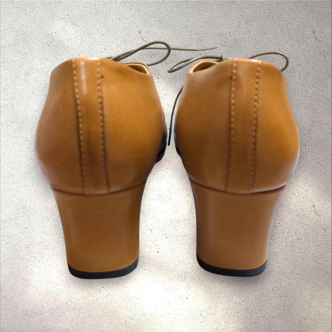 未使用☆chausser　ショセ　レースアップパンプス　レザーシューズ　日本製