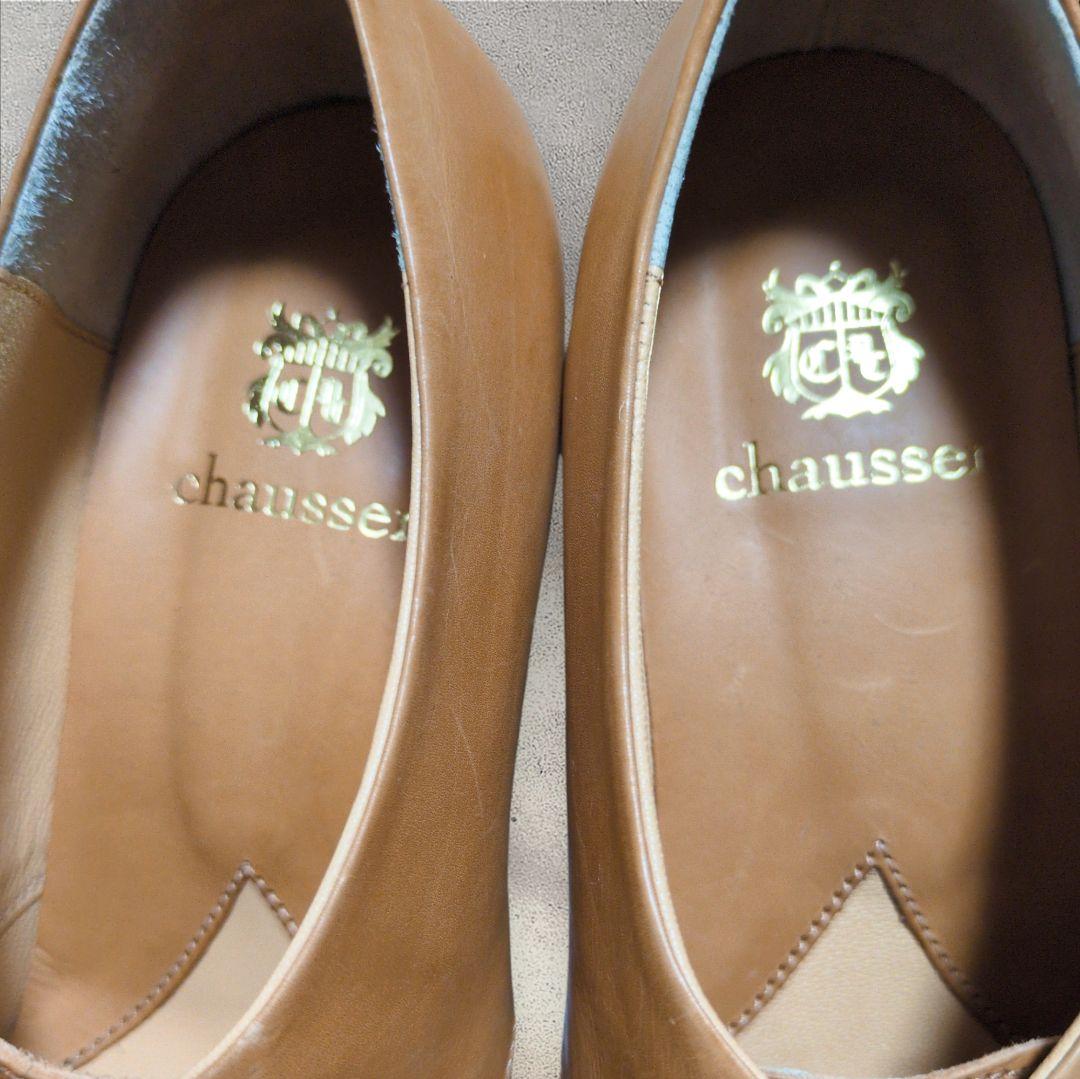 未使用☆chausser　ショセ　レースアップパンプス　レザーシューズ　日本製