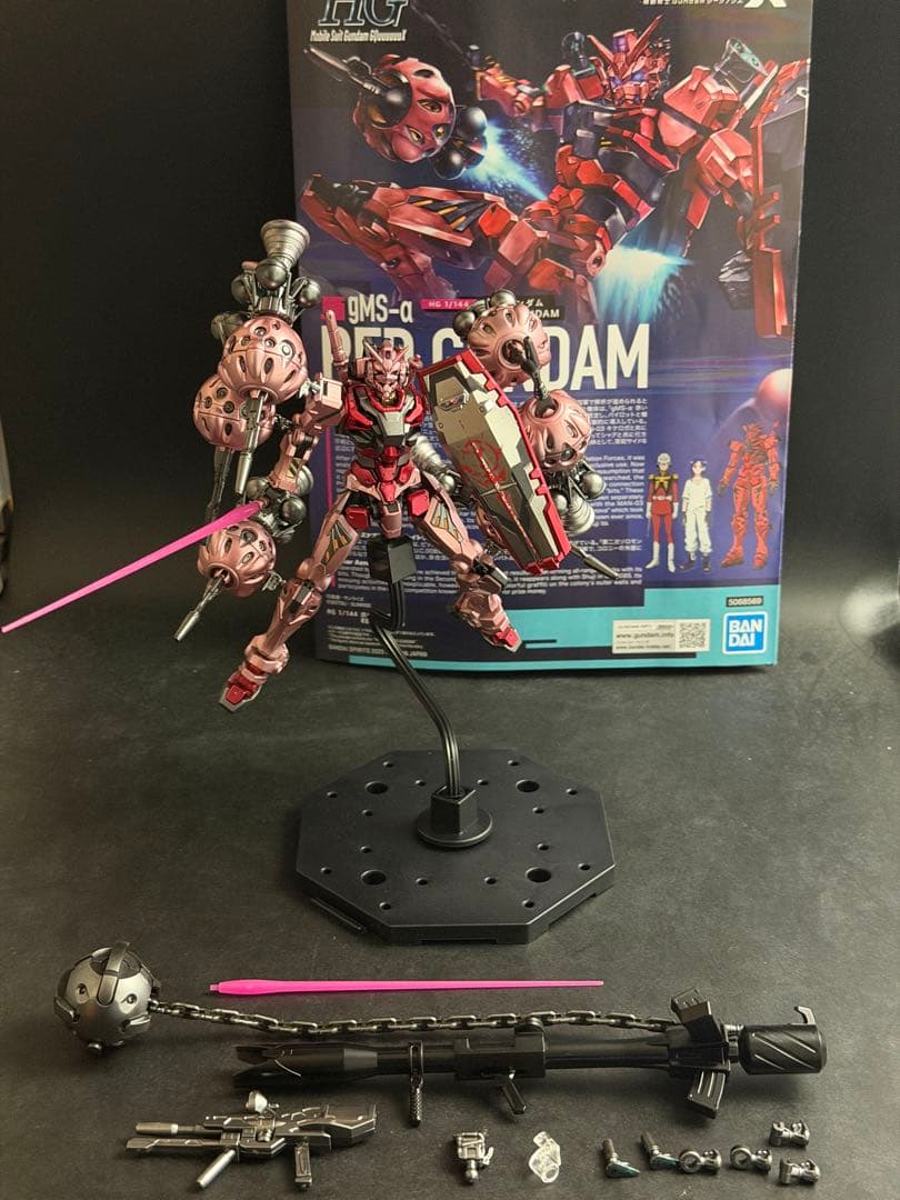 HG 1/144 赤いガンダム　ジークアクス　 メタリック塗装完成品　ビット6機