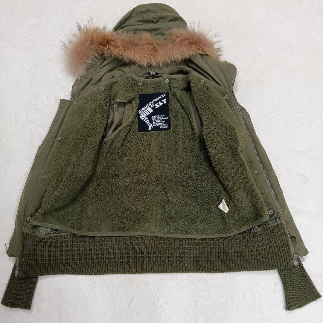 スライ SLY ラクーンファーモッズコート フェアリーグランジ カーキ Y2K