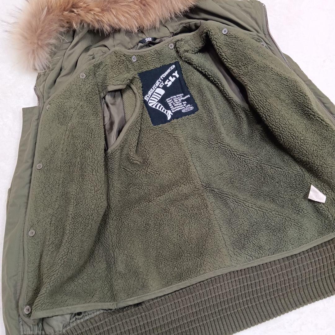 スライ SLY ラクーンファーモッズコート フェアリーグランジ カーキ Y2K